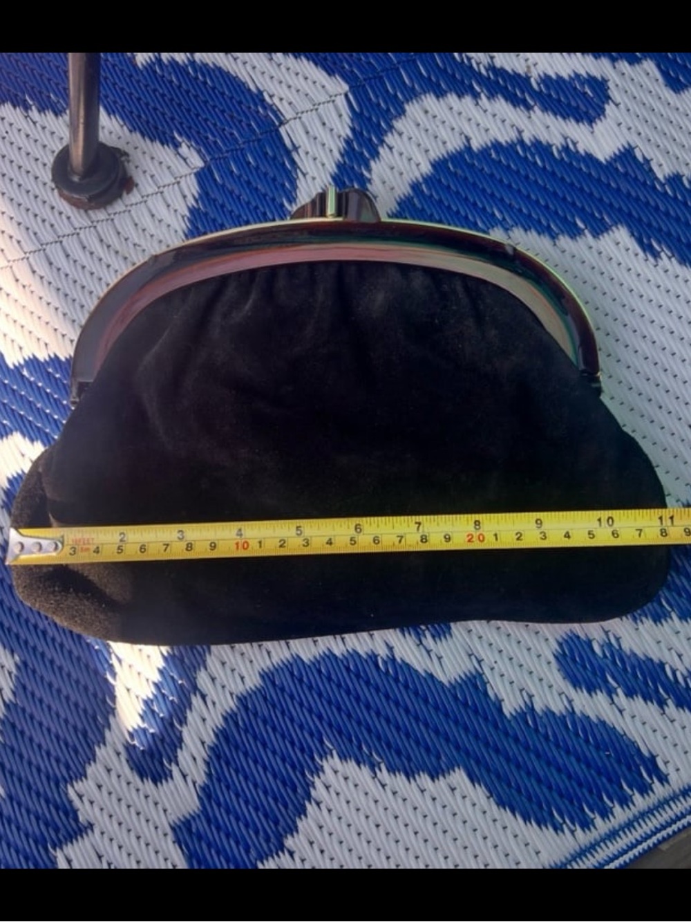 Vintage Macys suede lucite tortoise print kisslock clutch
